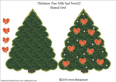 Christmas Tree with Red Bows (2) Shaped Card