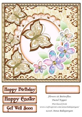 Flowers & Butterflies Pastel Topper