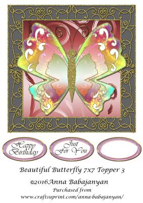 Beautiful Butterfly 7x7 Topper 3