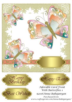 Adorable Card Front with Butterflies 1