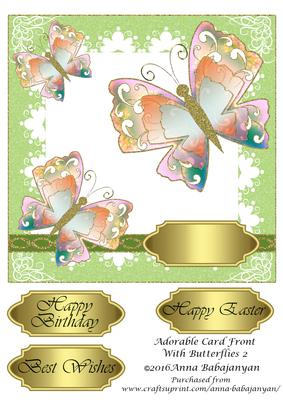 Adorable Card Front with Butterflies 2