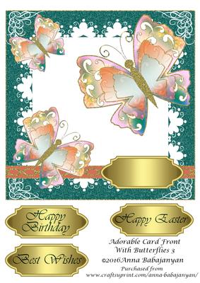 Adorable Card Front with Butterflies 3