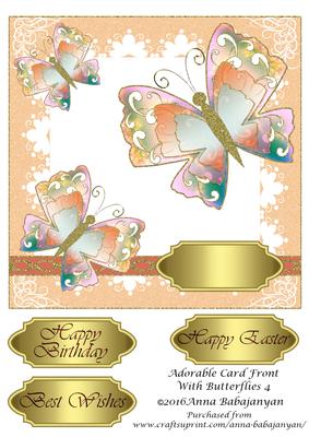 Adorable Card Front with Butterflies 4