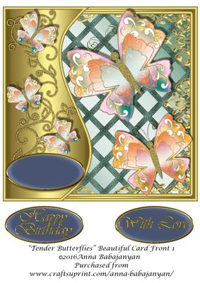 Tender Butterflies Beautiful Card Front 1