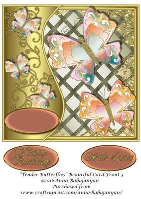 Tender Butterflies Beautiful Card Front 3