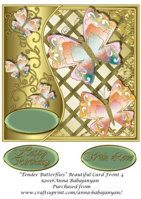 Tender Butterflies Beautiful Card Front 4