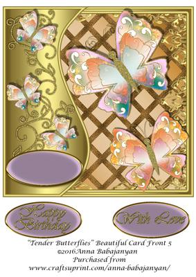 Tender Butterflies Beautiful Card Front 5