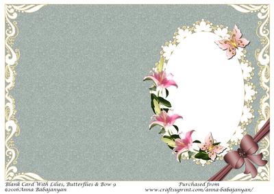 Blank Card with Lilies, Butterflies & Bow 9