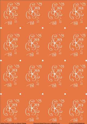 White Flowers & Swirls on Autumn Orange