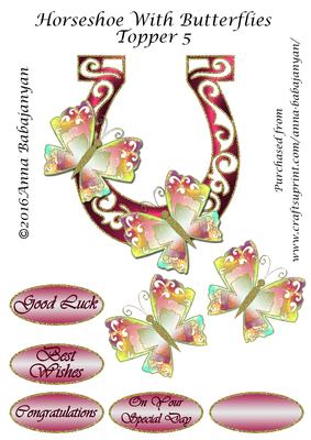 Horseshoe with Butterflies Topper 5