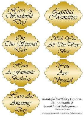 Beautiful Birthday Captions Set 1 Metallic 2