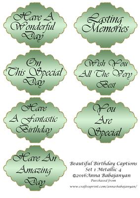 Beautiful Birthday Captions Set 1 Metallic 4