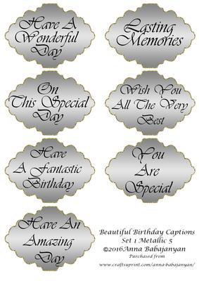 Beautiful Birthday Captions Set 1 Metallic 5