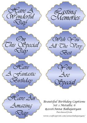 Beautiful Birthday Captions Set 1 Metallic 6