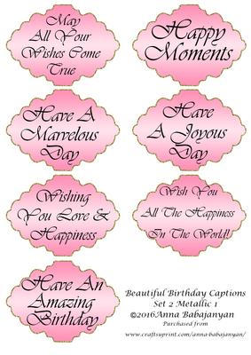 Beautiful Birthday Captions Set 2 Metallic 1