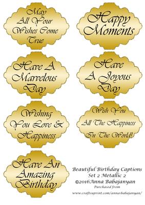 Beautiful Birthday Captions Set 2 Metallic 2