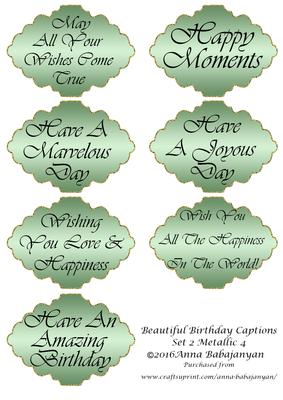 Beautiful Birthday Captions Set 2 Metallic 4