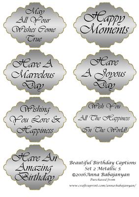 Beautiful Birthday Captions Set 2 Metallic 5