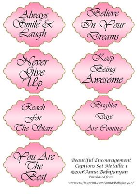 Beautiful Encouragement Captions Set Metallic 1