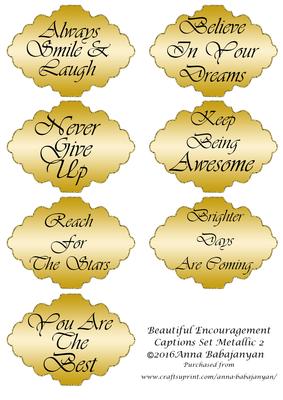 Beautiful Encouragement Captions Set Metallic 2