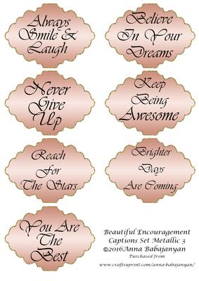 Beautiful Encouragement Captions Set Metallic 3