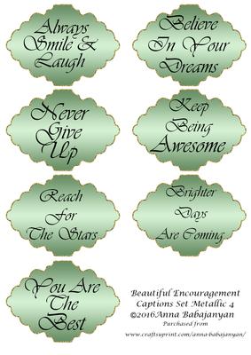 Beautiful Encouragement Captions Set Metallic 4