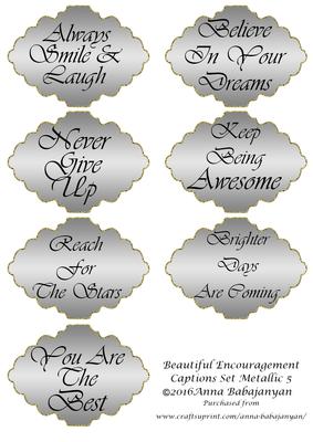 Beautiful Encouragement Captions Set Metallic 5