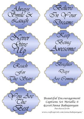 Beautiful Encouragement Captions Set Metallic 6