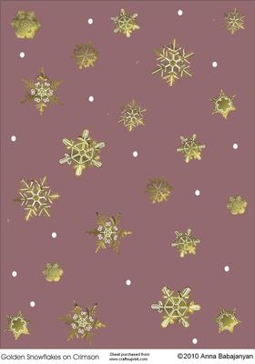 Golden Snowflakes on Crimson