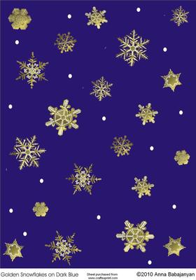 Golden Snowflakes on Dark Blue