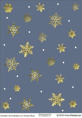 Golden Snowflakes on Desert Blue