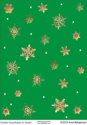 Golden Snowflakes on Green