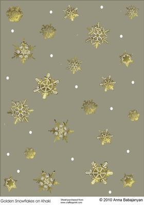 Golden Snowflakes on Khaki