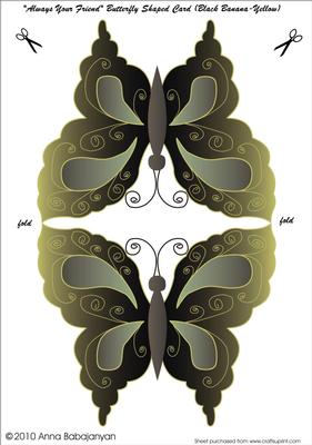 Always Your Friend Butterfly Shaped Card (black-yellow)