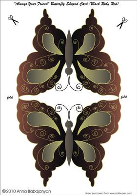 Always Your Friend Butterfly Shaped Card (black Ruby Red)
