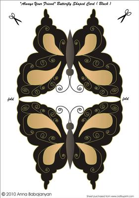 Always Your Friend Butterfly Shaped Card (black)