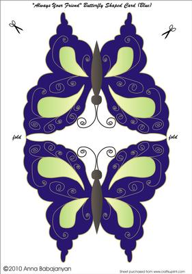 Always Your Friend Butterfly Shaped Card (blue)