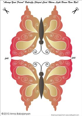 Always Your Friendbutterfly Shaped Card (light Brown Red)