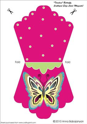 Timeless Butterfly Scalloped Edge Card (magenta)