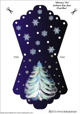 Christmas Tree Scalloped Edge Card (dark Blue)