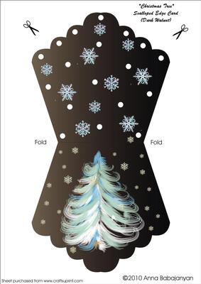Christmas Tree Scalloped Edge Card (dark Walnut)
