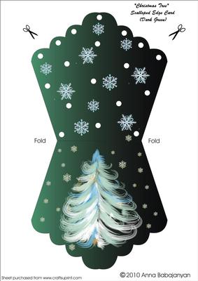 Christmas Tree Scalloped Edge Card (dark Green)