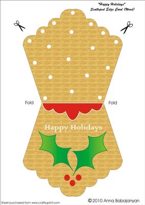 Happy Holidays Scalloped Edge Card (wood)