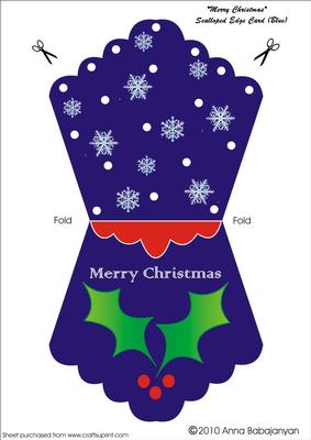 Merry Christmas Scalloped Edge Card (blue)