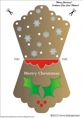 Merry Christmas Scalloped Edge Card ( Walnut)