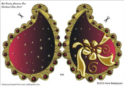 Red Paisley Christmas Bow(scalloped Edge Card)