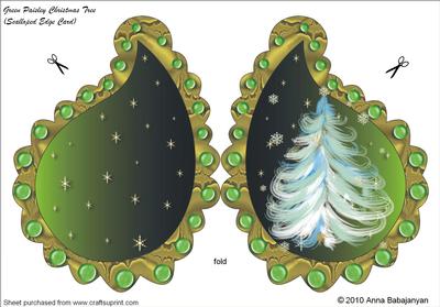 Green Paisley Christmas Tree (scalloped Edge Card)