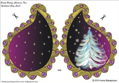Purple Paisley Christmas Tree (scalloped Edge Card)