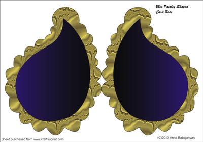Blue Paisley Shaped Card Base