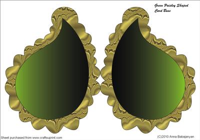 Green Paisley Shaped Card Base